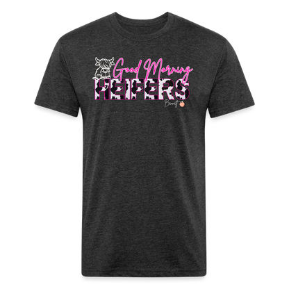 BENNETT PEACH "GOOD MORNING HEIFFERS"  Fitted Cotton/Poly T-Shirt by Next Level - heather black