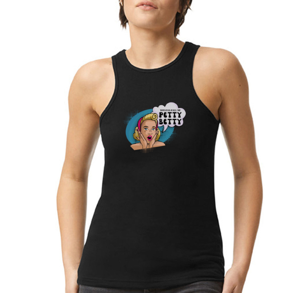 BENNETT PEACH "PETTY BETTY" American Apparel Women’s Racerneck Tank - black