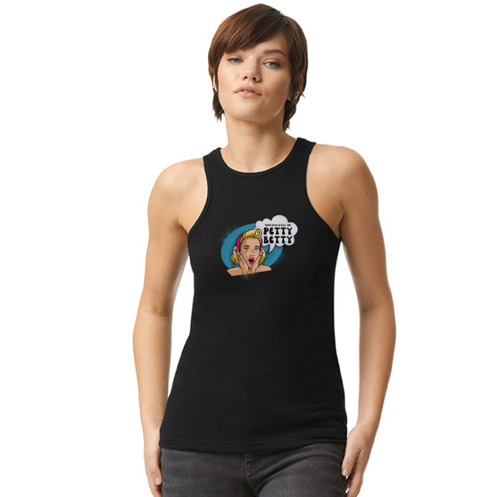 BENNETT PEACH "PETTY BETTY" American Apparel Women’s Racerneck Tank - black